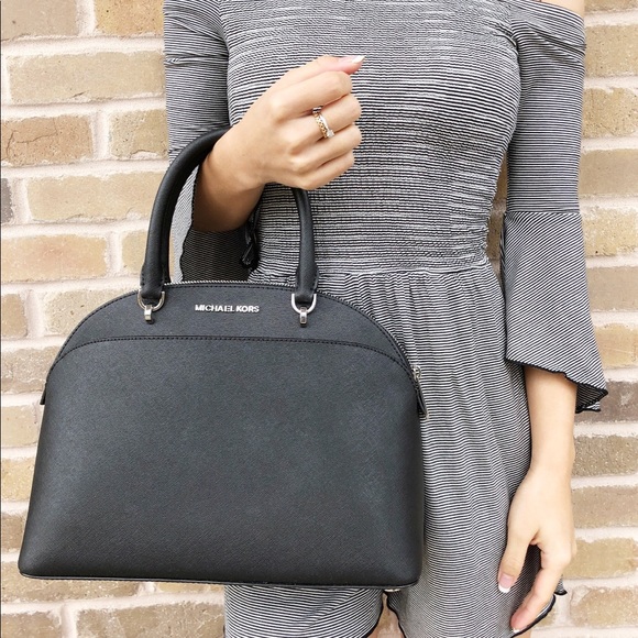 NWT Michael Kors Emmy LargeSatchel Crossbody Black - Picture 2 of 8